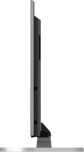 Panasonic TX-40EX700E-fladskærms-tv, set fra siden, flad skærm, mørk gråmetal ramme og fod, portrætformat