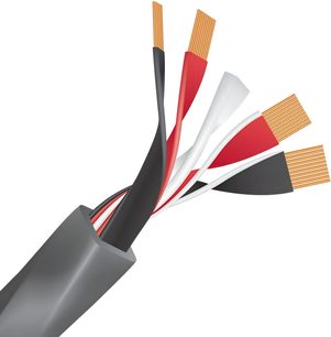 Cavo per diffusori o altoparlanti Wireworld Equinox 10, guaina grigia, conduttori in rame spellati, isolanti nero, rosso e bianco