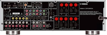 Yamaha RX-V563 Heimkino-Verstärker, Vorderseite, Frontansicht, zahlreiche Audio-/Video-Anschlüsse, Einstellknöpfe und -regler