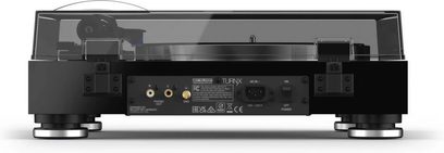 Hi-fi platenspeler Reloop TURN X zwart, achteraanzicht met audio- en voedingsaansluitingen