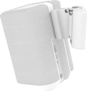 Hvid plastik højttaler-holder Cavus CMDH150 til Denon Home 150, med metalbefæstelser, set fra siden
