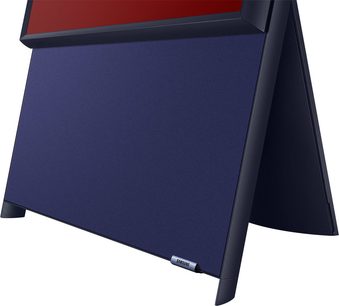 Samsung The Sero QE43LS05T-tv, mørkeblå skærm, mat sort ramme, set forfra i lodret position