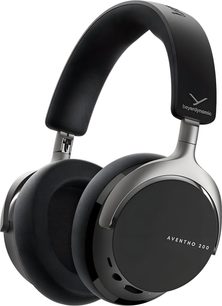 Casque hi-fi Beyerdynamic Aventho 200 noir, vue 3/4, armature métal, coussinets en similicuir, coques fermées à orifices