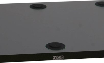 Vibrationsdæmpere til hi-fi-elektronik SSC Twinbase Alu i aluminium, set ovenfra, 3 sorte runde fødder
