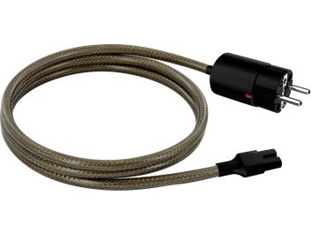 Cablu de alimentare EAT Essential Audio Tools C8 de 3 m, cu manta împletită maro și conectori negri la fiecare capăt