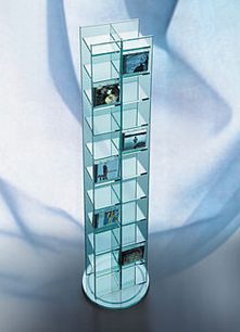 Schroers & Schroers CD 20 Hi-Fi-møbel i glas, 3/4 visning, 10 hylder til CD'er og dekorative genstande