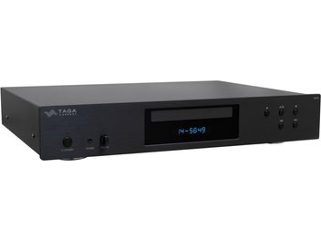 Taga Harmony TCD-50 sort audiofil CD-afspiller, front, metalkabinet, blåt display, knapper