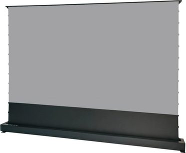 Ultra lühikese fookuskaugusega ekraan Future Screen EP5-R120H, eestvaade, hall pind, must alumine ääris, ristkülikukujuline alus