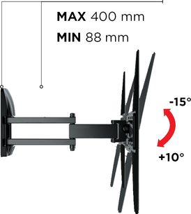 Soporte de pared para TV Meliconi GS DR400 Plus New negro, inclinable de -15° a +10°, para pantallas de 88 a 400 mm de ancho