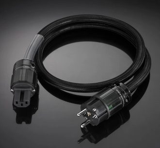 Cavo di alimentazione nero Real Cable Chambord da 1m con connettori IEC e Schuko, guaina intrecciata spessa