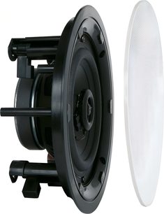 Diffusore da incasso a soffitto ArtSound FL401 rotondo nero con griglia bianca rimovibile vista di profilo