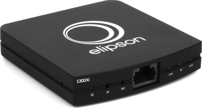 Síťový audio přehrávač Elipson Stream S300Xi černý, pohled shora, zadní konektory, tlačítka a indikátory na předním panelu