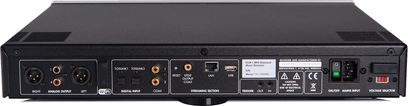 Netværksaudioafspiller Electrocompaniet ECM 1 MKII sort, frontpanel med tilslutninger og knapper, frontvisning
