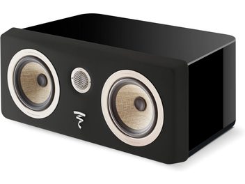 Diffusore centrale Focal Kanta nero laccato e opaco, altoparlanti beige, tweeter, base larga, sobrio ed elegante
