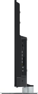 TV-43W93AE6 Panasonic, side view, tynd skærm, synlige tilslutninger, HDMI-porte, USB, Ethernet, rektangulær stander