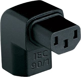 Audioquest IEC90˚/1 sort mat 90 graders IEC-stik, støbt plastik, cylindrisk kabelgennemføring på bagsiden