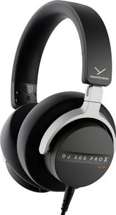 Lukkede, kablede hi-fi-hovedtelefoner Beyerdynamic DJ 300 PRO X CLUB, sort, plastik og metal, polstret hovedbøjle, kabel, trekvartsvisning
