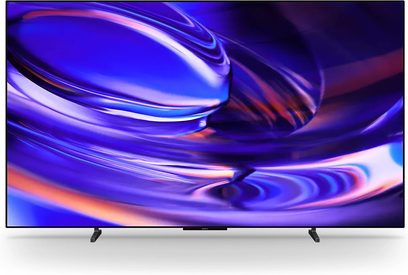 Sony BRAVIA 6 K77A60 2026 TV, set forfra, skærm med tynde kanter og abstrakte blåviolette mønstre
