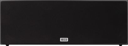 Heco AURORA XT Center 30 centerhøjttaler, frontvisning, sort rektangulært gitter, hvidt logo centreret nederst