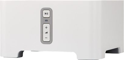 Netzwerk-Audioplayer Sonos CONNECT weiß, Vorderansicht mit Play/Pause- und Lautstärkereglern auf der Oberseite