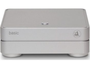 ClearAudio Basic V2 sidabrinis fonografinis priešstiprintuvas, kompaktiškas matinis sidabrinis metalinis korpusas, santūrus priekinis skydelis, minimalistinis dizainas