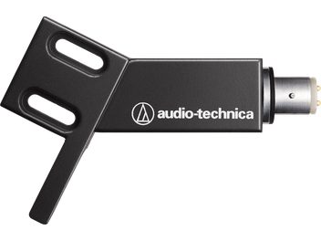 Vinilo grotuvo galvutės laikiklis Audio Technica AT-HS4BK juodas su dviem ovaliomis angomis ir cilindriniu metaliniu jungtimi