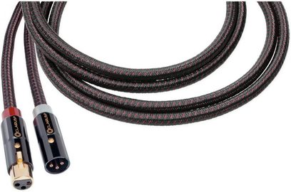 Clarus Crimson XLR analog lydkabel 2m med sort og rød flettet kappe, guldbelagte og sorte han- og hunstik