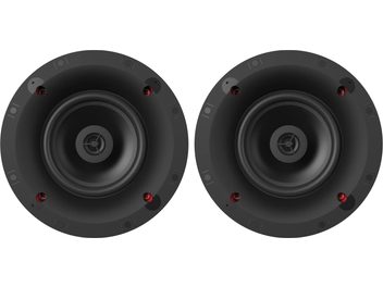 Sæt med 2 Klipsch CS-16-C II Sky Hook sorte indbyggede loftshøjttalere, set forfra