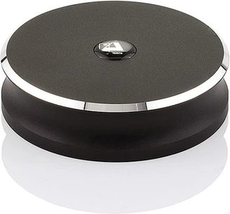 ClearAudio Concept Tonarmauflage in zwei Teilen, schwarze Basis und versilberte Oberseite, Frontalansicht