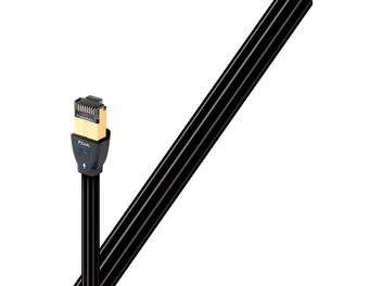 Audioquest Pearl sort netværkskabel med Ethernet RJ45, forgyldt RJ45-stik, sort rund kappe, set fra siden