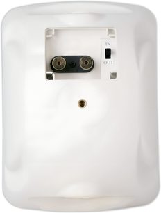 Cassa da esterno ArtSound ASW55.2 bianca vista da dietro, morsetti di collegamento e selettore IN OUT integrati