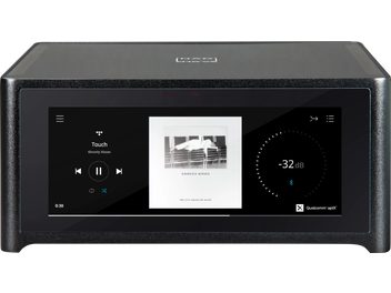 Must NAD M10 V2 stereo-hifi-võimendi, esivaatest, ekraanil kuvatakse albumi "Ghostly Kisses - The City Holds My Heart" kaanepilt