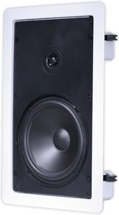 Klipsch R-1650-W indbygget højttaler, set forfra, sort gitter, synlig højttaler, to monteringsbeslag på siderne
