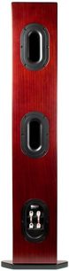 Klipsch Icon WF-35 gulvhøjttaler i mørkerødt træ med 2 ovale sorte højttalere på forsiden og en sort diskant i midten