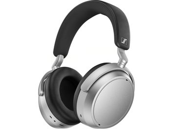 Căști hi-fi Sennheiser HDB 630 argintii cu bandă de susținere neagră căptușită și cupe circumaurale, vedere din trei sferturi