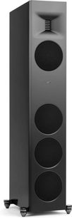 Cassa a colonna MartinLogan Motion XT F100 nero laccato con 4 altoparlanti circolari neri e un tweeter rettangolare