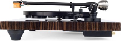 Giradischi Auris Audio Classica con base effetto legno scuro, piatto nero e braccio di lettura orizzontale