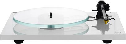 Toca-discos Rega Planar 3 branco lacado, prato de vidro, braço de leitura preto, base retangular branca