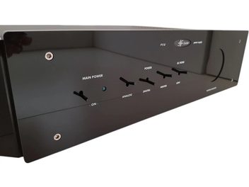Separate power supply for HI-FI electronics Lector Audio PSU-D 192, glossy black front panel, 4 switches, 1 indicator light, 4 silver screws