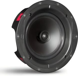Zapuštěný stropní reproduktor PSB CS805 černý, plastový rám, koaxiální reproduktor, červené svorky, pohled zepředu