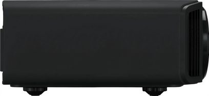 Videoproiector JVC DLA-NZ900 negru, vedere laterală stângă, format rectangular orizontal, grilaje de ventilație laterale