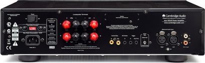 Cambridge Audio Azur 651W forstærker, sort, frontpanel med knapper, stik, LED-display, set forfra
