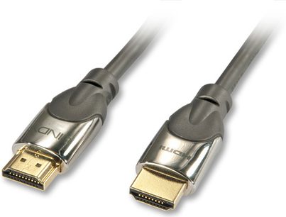2 meter Lindy 41402 High Speed HDMI-kabel med forgyldte HDMI-stik, set forfra på hvid baggrund