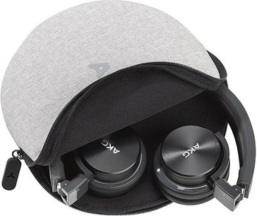 AKG Y40 sort åben hi-fi hovedtelefon, set forfra, lys gråt hovedbånd, sorte ørepuder, sølvfarvede drivere, sort kabel