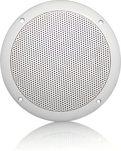Enceinte encastrable plafond ArtSound MDC64 ronde blanche à grille métallique perforée vue de face
