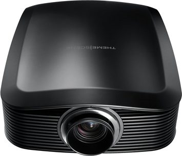 Optoma HD83 sort videoprojektor, tæt forfra, afrundet rektangulær form, centreret linse med kromring