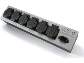 Regleta Isol-8 PowerLine Plus de 8 tomas en aluminio cepillado gris, interruptores individuales, LED azul
