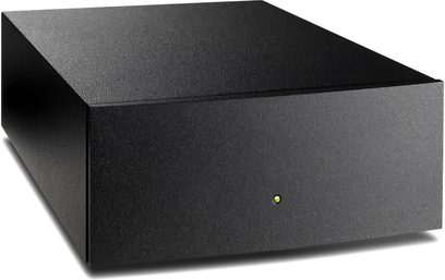 Naim Audio StageLine sort mat rektangulær phono-forforstærker med grøn LED-indikator på forsiden og koniske fødder i hvert hjørne