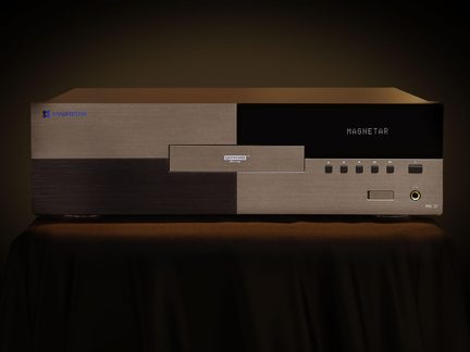 Lettore Blu-ray 4K Ultra HD Magnetar MK II, chassis hi-fi bicolore nero e champagne con pannello frontale a pulsanti
