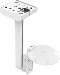 Flexson white speaker mount for Sonos ERA 100, front and side view, ceiling mount, metal material